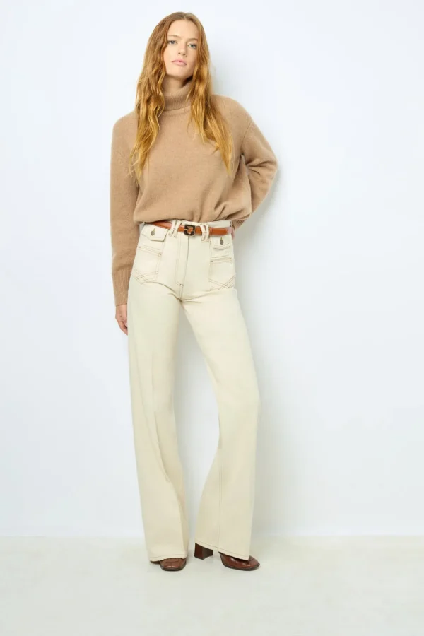 Cheap ANNA - High-waisted wide-leg pants in jean Trousers