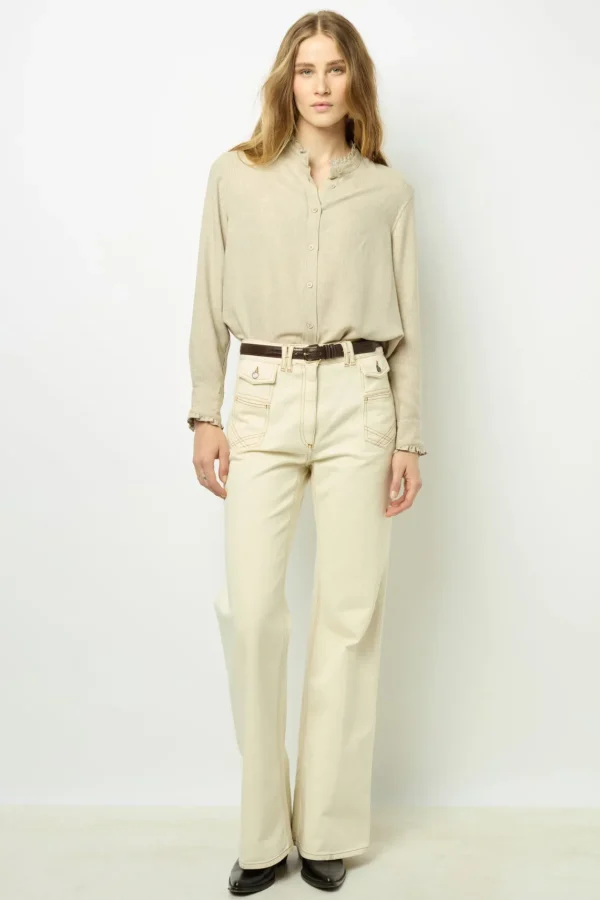 Discount ANNA - High-waisted wide-leg pants in jean Shirts & Blouses