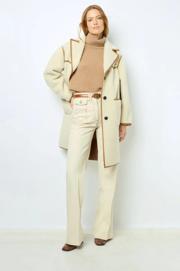 Best Sale ANNA - High-waisted wide-leg pants in jean Coats