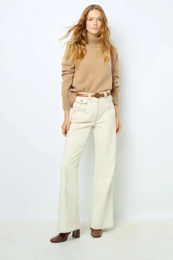 Flash Sale ANNA - High-waisted wide-leg pants in jean Knitwear