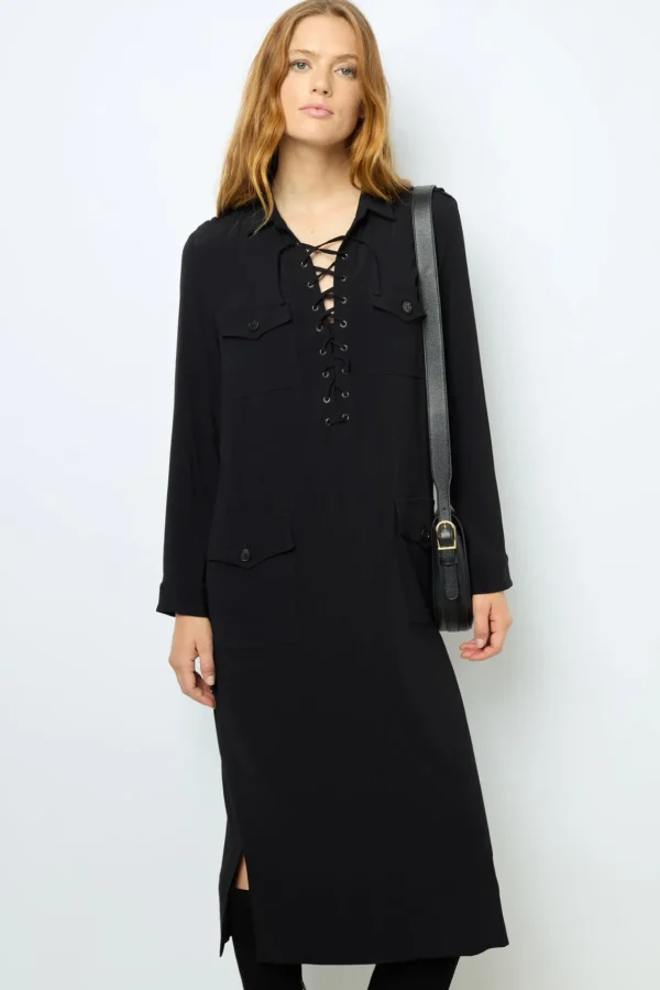 Shop Black maxi dress with lace - SIRENA Dresses