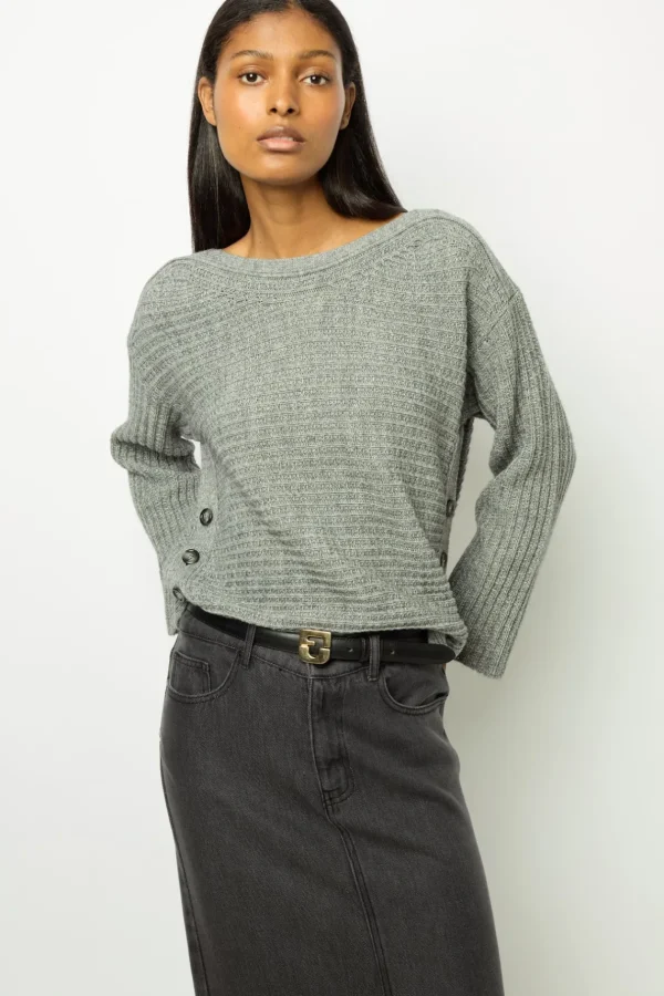 Clearance Boat neck sweater with buttons - JOLINE Knitwear