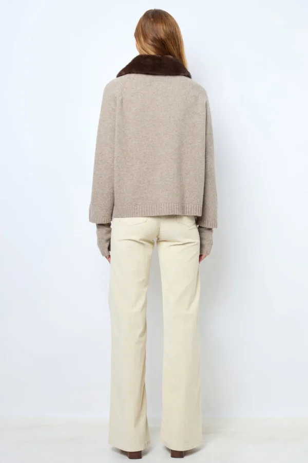 Online Cashmere cardigan with collar and fingerless gloves - JADWIGE Knitwear