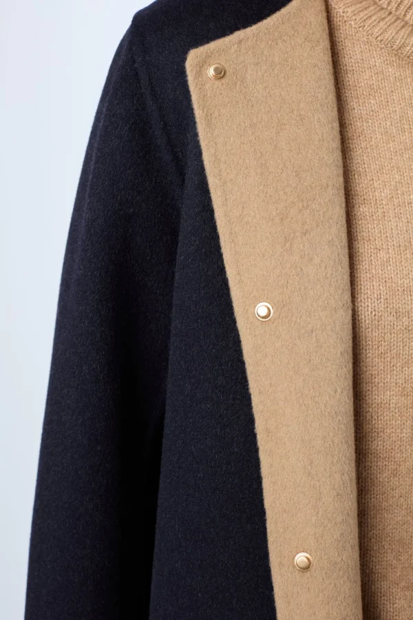 Cheap Coat in reversible fine wool fabric - LAREEN Coats
