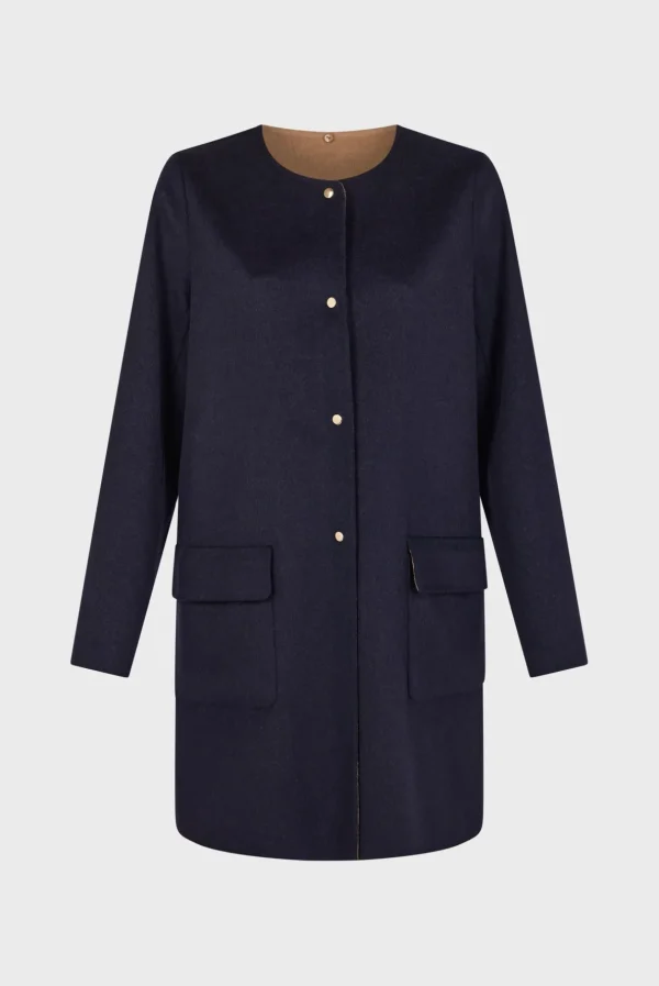 Cheap Coat in reversible fine wool fabric - LAREEN Coats