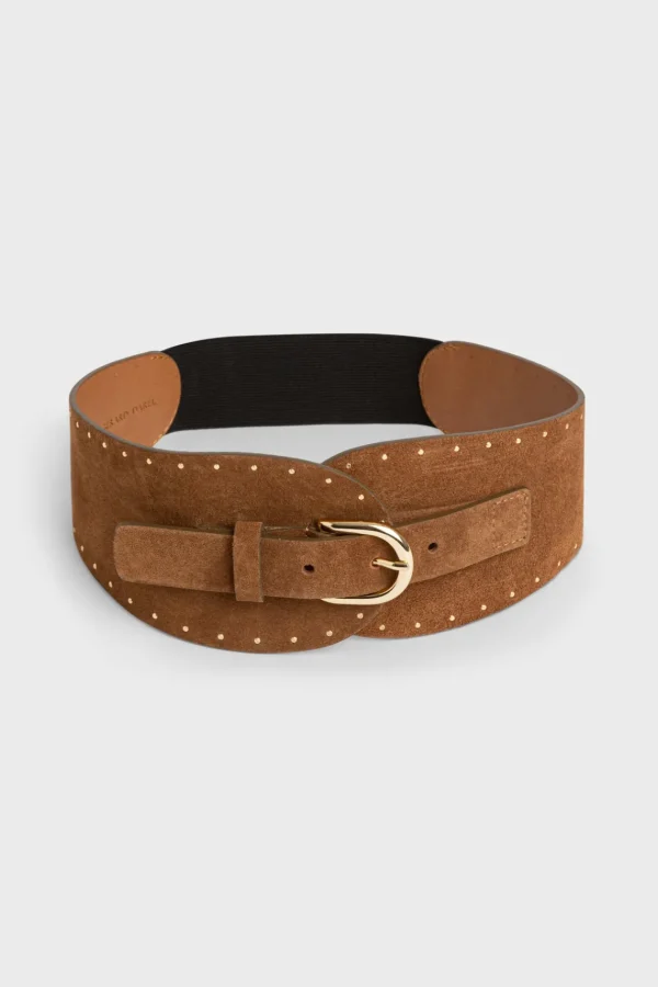 Sale Corset belt in suede leather with rivets - OLYMPE Belts