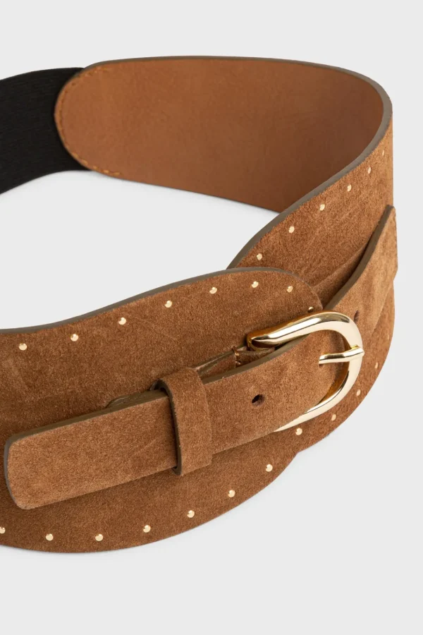 Sale Corset belt in suede leather with rivets - OLYMPE Belts