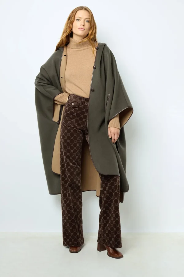 Outlet Double-face wool hooded cape - LUDMILLA Coats