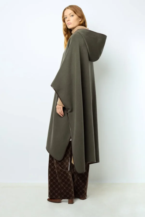 Outlet Double-face wool hooded cape - LUDMILLA Coats