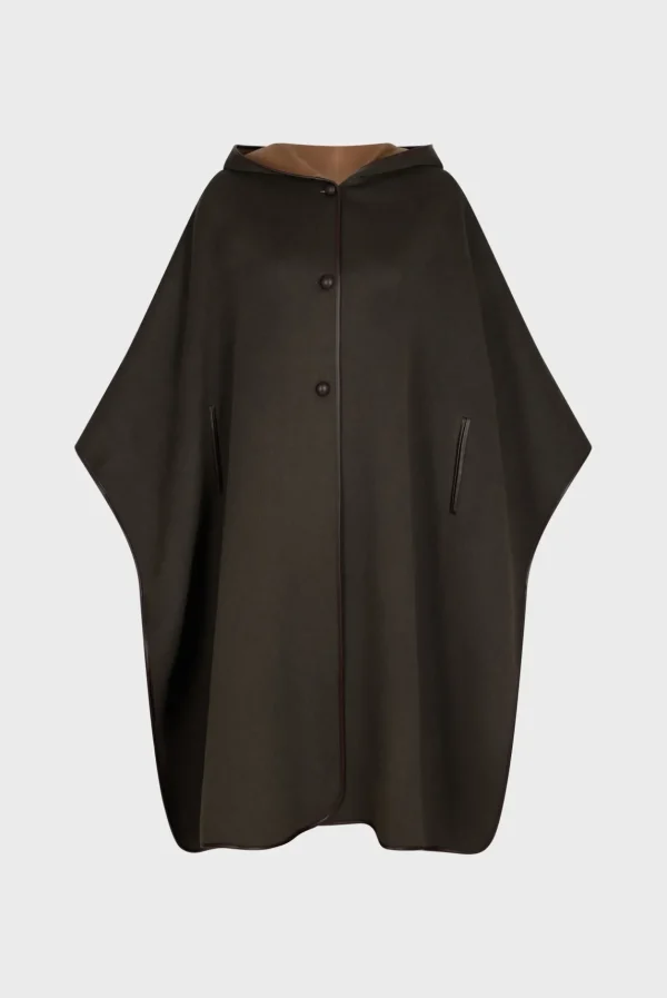 Outlet Double-face wool hooded cape - LUDMILLA Coats