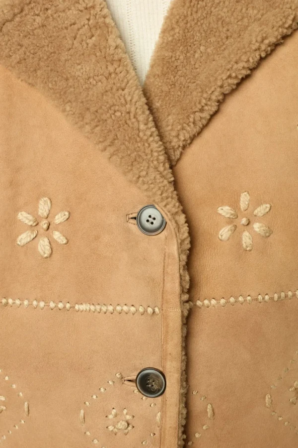 Fashion Embroidered shearling short jacket - LYSIANNA Leather & Pelts