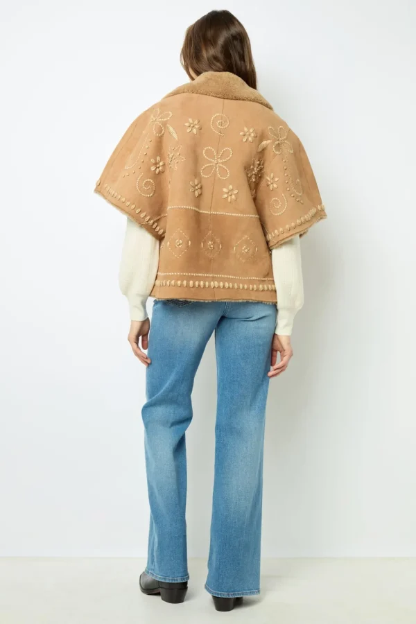 Fashion Embroidered shearling short jacket - LYSIANNA Leather & Pelts