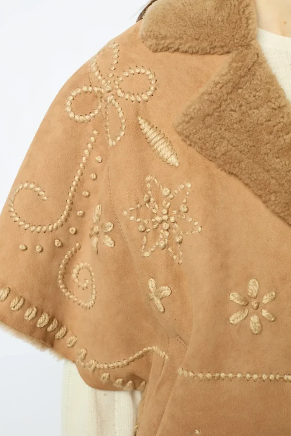 Fashion Embroidered shearling short jacket - LYSIANNA Leather & Pelts