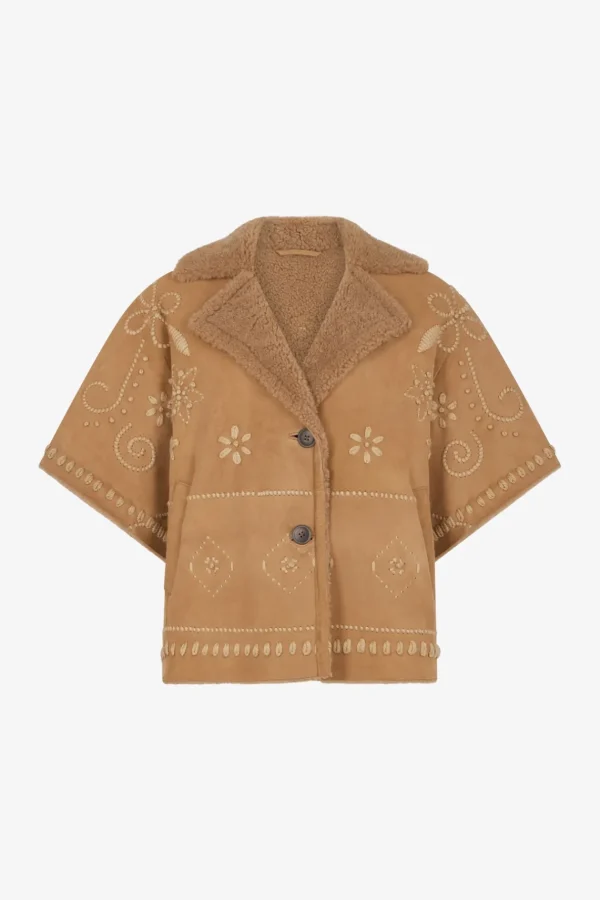 Fashion Embroidered shearling short jacket - LYSIANNA Leather & Pelts