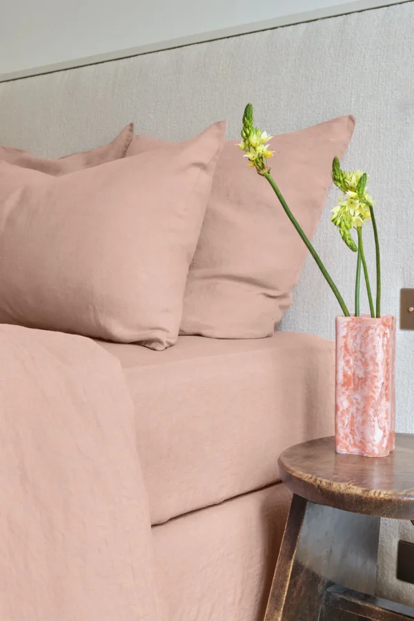 Clearance Fitted washed linen sheet - antique rose Fitted Sheets