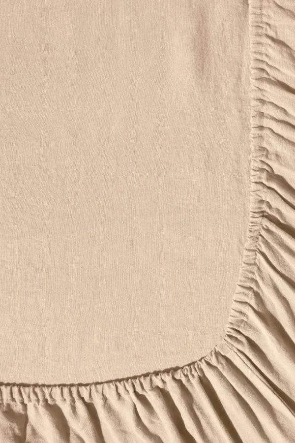 Flash Sale Fitted washed linen sheet - light brown Fitted Sheets