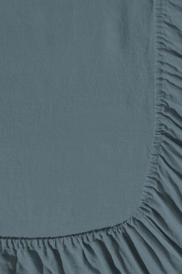 Hot Fitted washed linen sheet - midnight blue Fitted Sheets