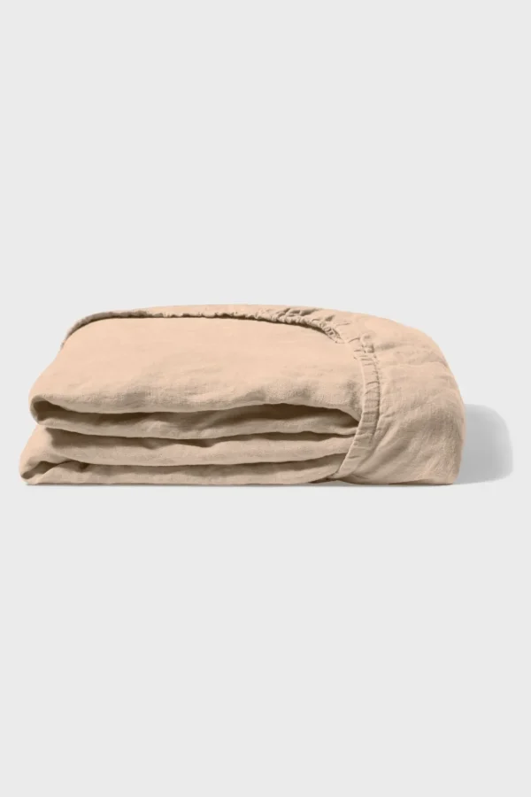 Flash Sale Fitted washed linen sheet - light brown Fitted Sheets