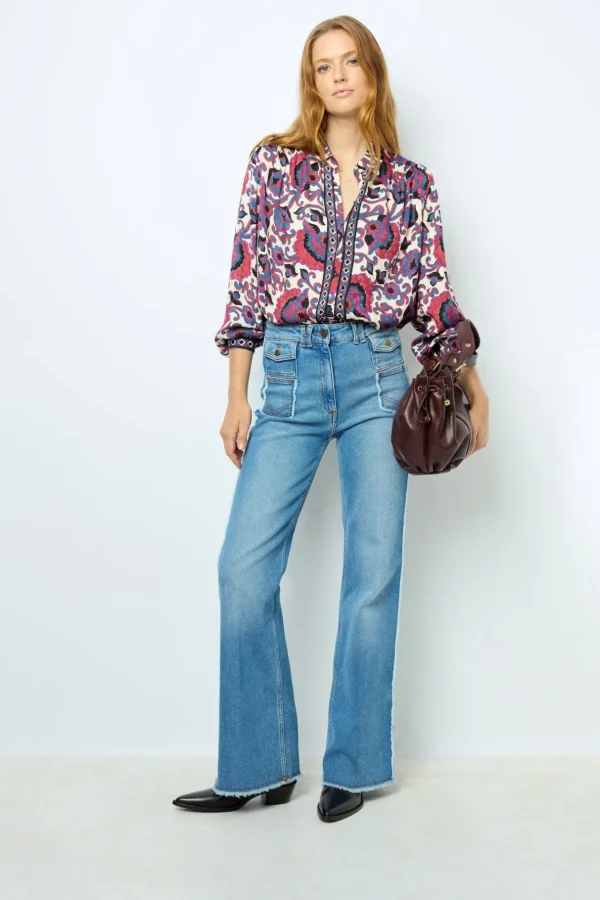 Sale Flared jeans with fringes - ANNA Shirts & Blouses