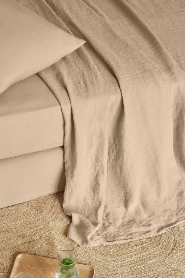 Best Flat washed linen sheet - light brown Flat Sheets