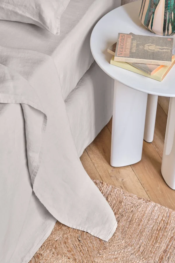 Hot Flat washed linen sheet - pearl grey Flat Sheets