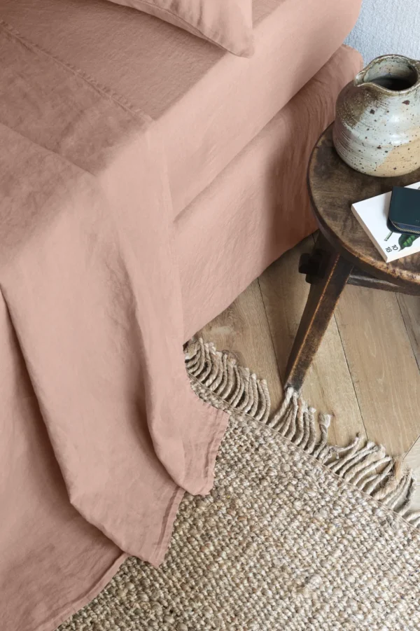 Outlet Flat washed linen sheet - antique rose Flat Sheets