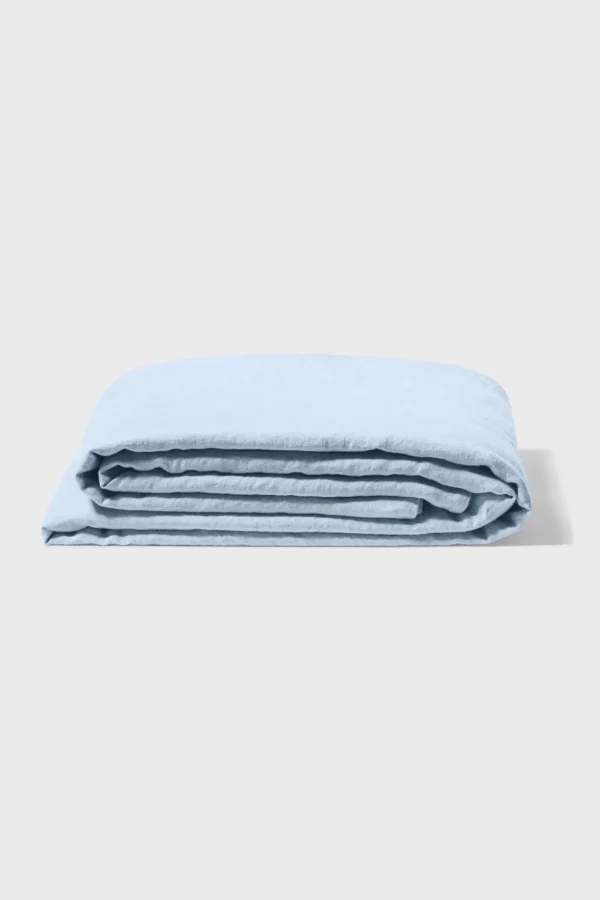 Cheap Flat washed linen sheet - sky blue Flat Sheets