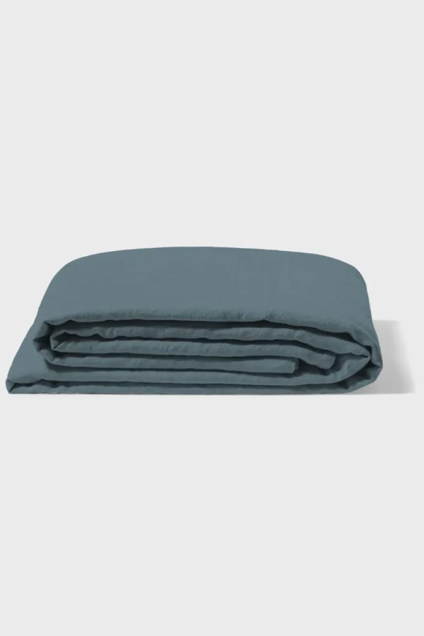 Clearance Flat washed linen sheet - midnight blue Flat Sheets