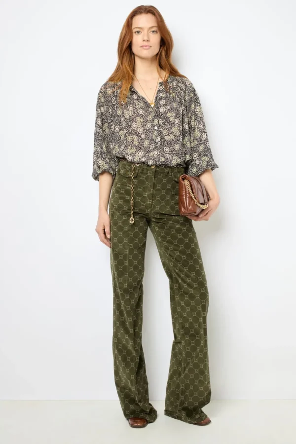 Shop Floral blouse with round neck - ADENA Shirts & Blouses