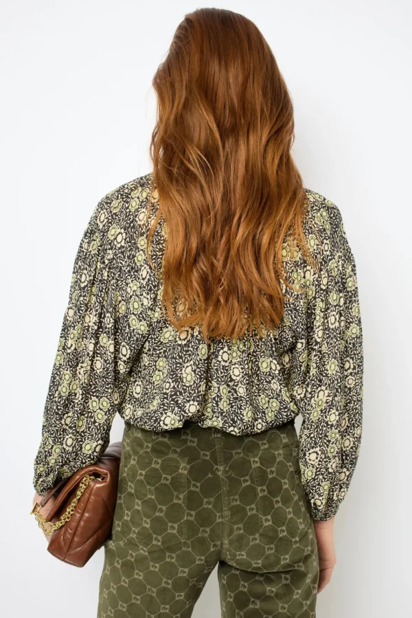 Shop Floral blouse with round neck - ADENA Shirts & Blouses