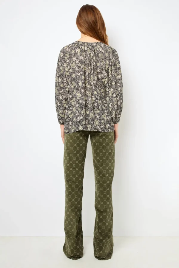 Shop Floral blouse with round neck - ADENA Shirts & Blouses