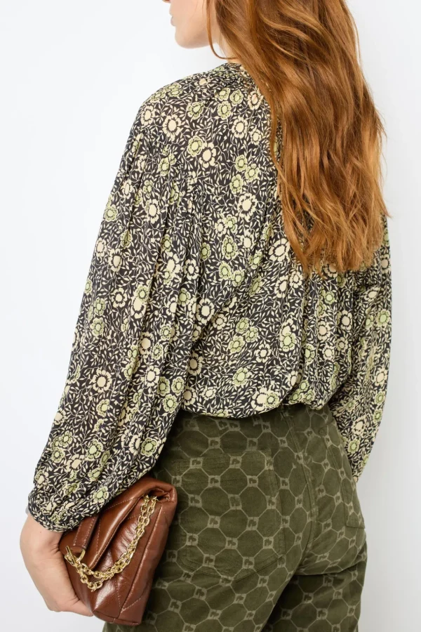 Shop Floral blouse with round neck - ADENA Shirts & Blouses