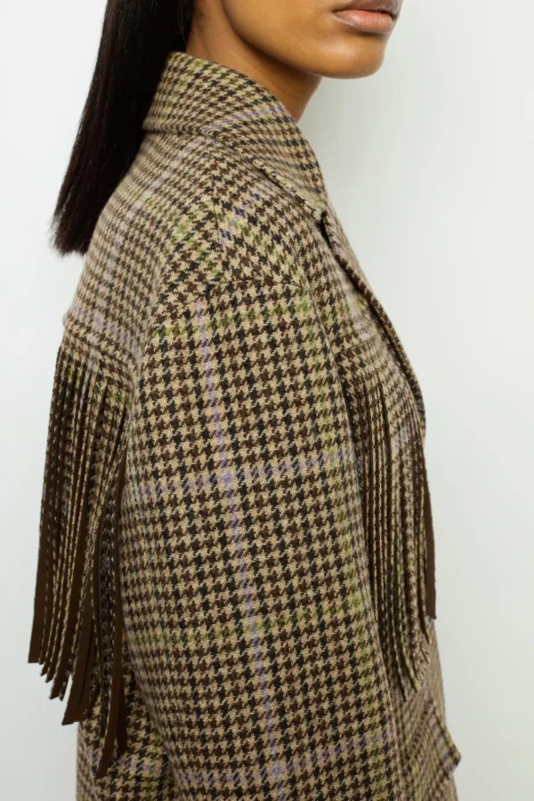 Clearance Fringed houndstooth jacket - MURIELLE Jackets