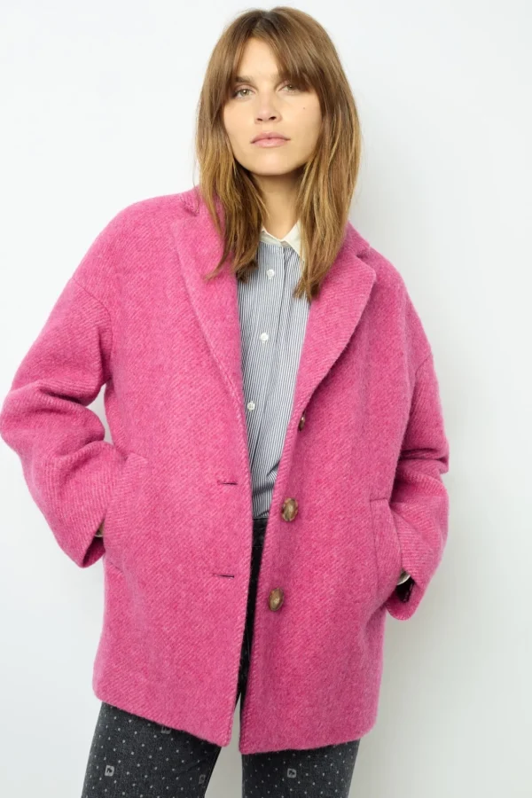 Cheap Fuchsia pink short coat - LINETTE Coats