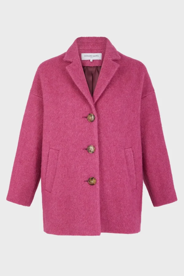 Cheap Fuchsia pink short coat - LINETTE Coats
