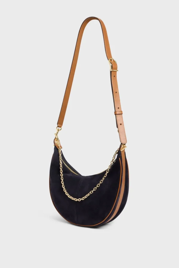 Discount Half-moon bag in suede leather - LE SUZANNE Shoulder Bags