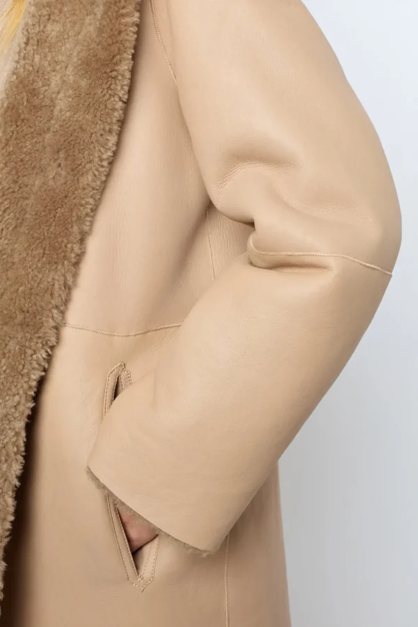 Shop Hooded shearling straight coat - LELIE Leather & Pelts