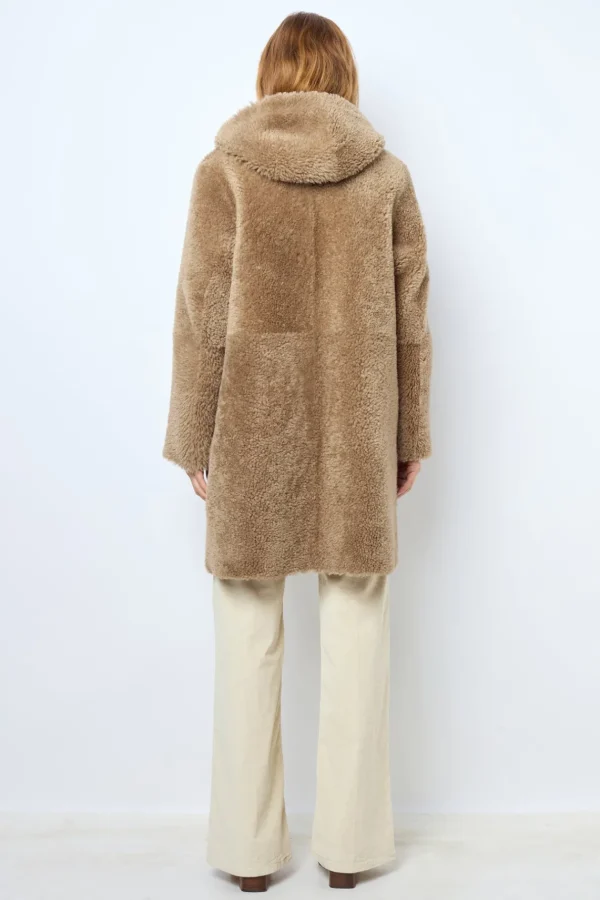 Shop Hooded shearling straight coat - LELIE Leather & Pelts
