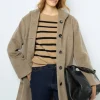 Online Hooded, straight cut wool and angora coat - LANELLE Coats