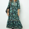 Shop Jacquard print midi dress - SANDA Dresses
