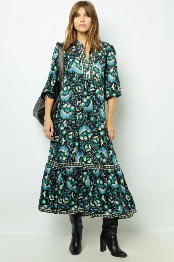 Shop Jacquard print midi dress - SANDA Dresses