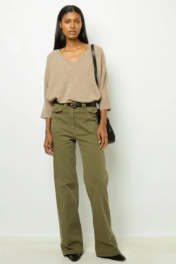 Best Khaki flared jeans - ANNA Trousers