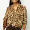 Outlet Leopard print blouse with lacing - BRISIA Shirts & Blouses