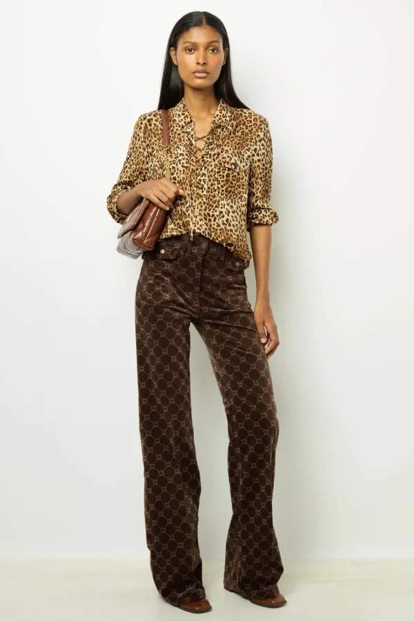 Outlet Leopard print blouse with lacing - BRISIA Shirts & Blouses