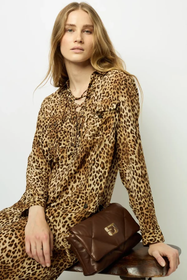Best Leopard Print Maxi Dress with Lace-Up Detail - SIRENA Dresses