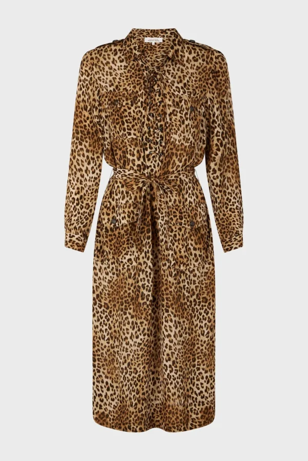 Best Leopard Print Maxi Dress with Lace-Up Detail - SIRENA Dresses