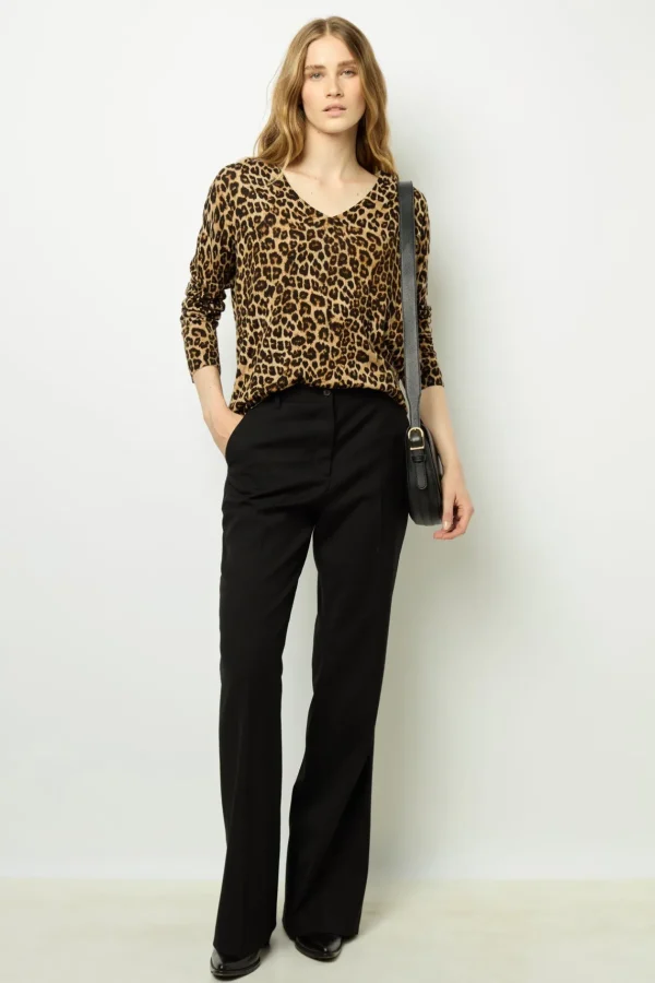 Cheap Leopard print wool sweater - JINENE Knitwear