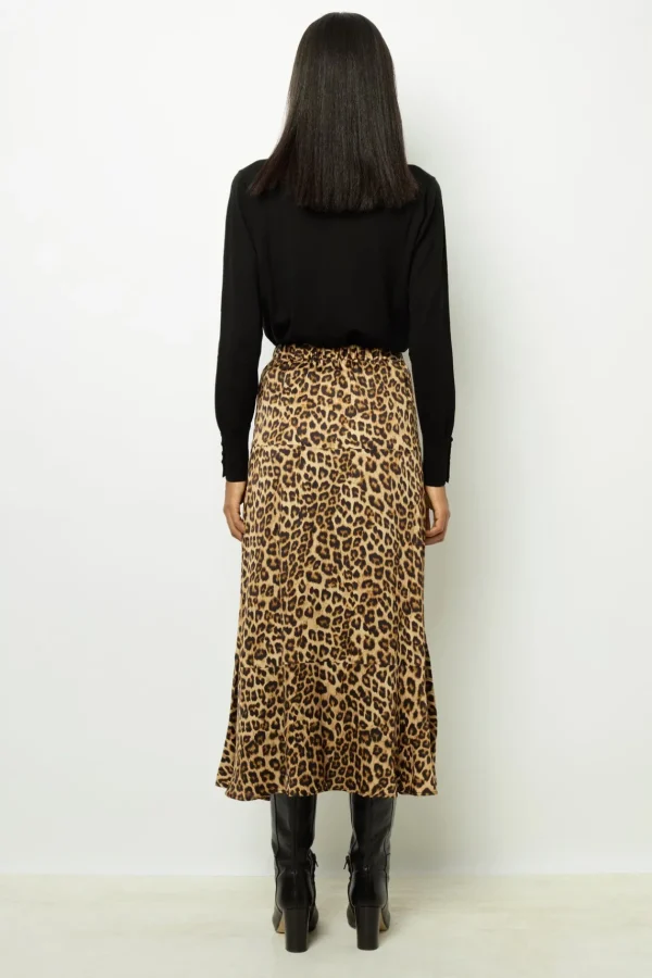 Online Leopard satin midi skirt - CONSTANCE Skirts