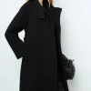 Clearance Long coat with belt and stand up collar - LOU Coats