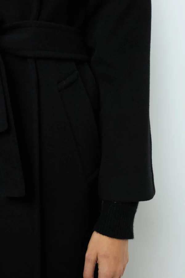 Clearance Long coat with belt and stand up collar - LOU Coats